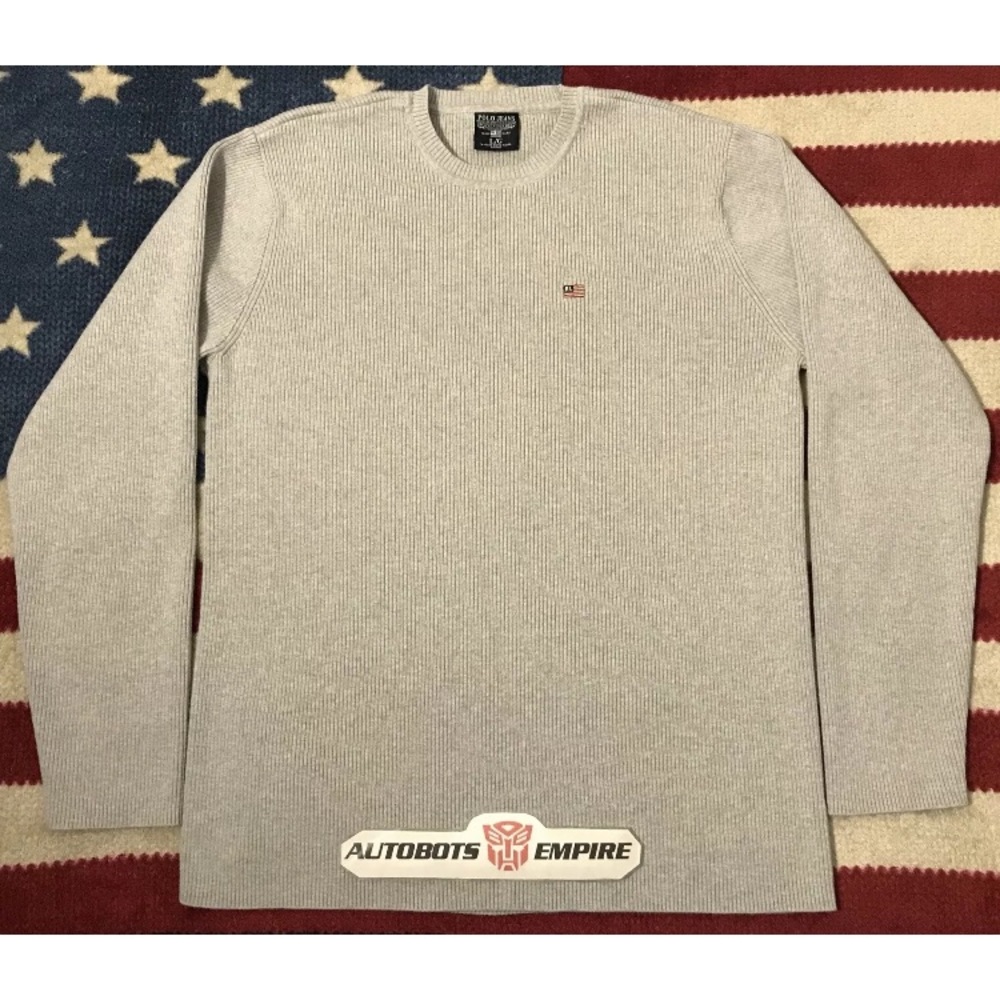 NWOT Vintage Ralph Lauren Polo Jeans Military Sweater L Stadium Beach Rlx Rlpc x - Picture 2 of 7